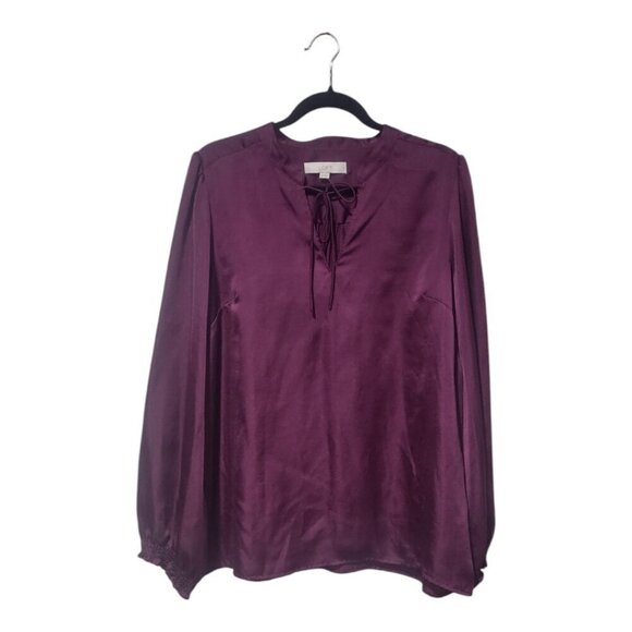 LOFT Tops - 3FOR$25 - LOFT Women's Purple Silky Long Sleeve Blouse Size XL